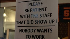 A sign posted at Twin Trees on Syracuse's far westside due to the labor shortage.