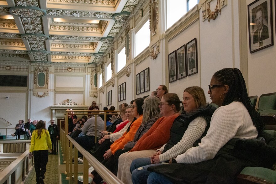 Child care providers line the House gallery Wednesday as Oklahoma Human Services presents its budget request. Tammy Maus, president of the Licensed Child Care Association of Oklahoma, said, “If we're going to be talked about, we need to be here, and they need to see us.”