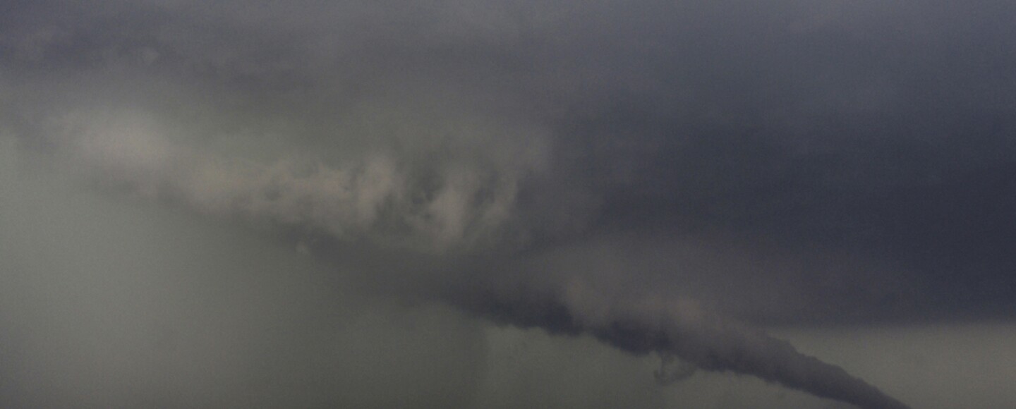 The funnel of this tornadic thunderstorm came close to the ground near South Haven, Kansas, on Sunday.