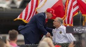 Gov. Greg Abbott, seen with then-President Donald Trump in Edinburg in 2023, was praised by Trump recently for his border security efforts.