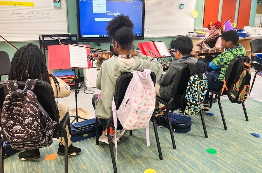 Violin students at Abbottston Elementary School in Baltimore.