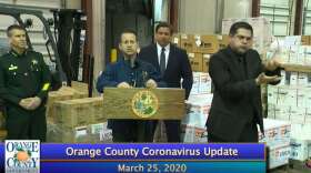 Jared Moskowitz, director of the Florida Division of Emergency Management, gives an update on personal protective equipment in Orlando, March 25th, 2020. Image: Orange TV