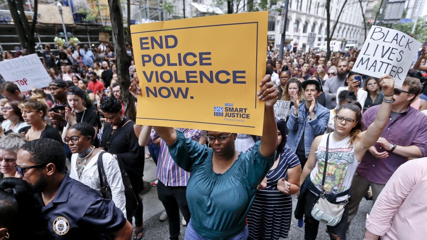 People rallied in front of the Allegheny County Courthouse in Pittsburgh on Thursday, protesting the death of 17-year-old Antwon Rose Jr.