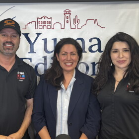Victoria Lopez, executive director of the ACLU of Arizona with hosts Victor and Carmen.