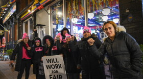 Tamara Nunez del Prado (far left) and a group of either former workers or One Fair Wage members.