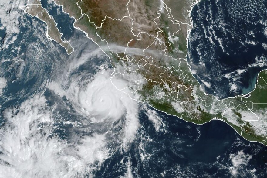 This satellite image shows Hurricane Roslyn approaching the Pacific coast of Mexico on Saturday.