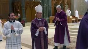 Pope Francis has named Bishop Bruce Lewandowski, center, the new Bishop of Providence.