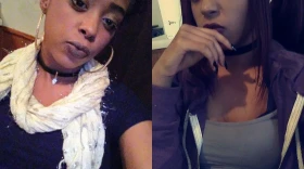 A two picture collage of a woman.