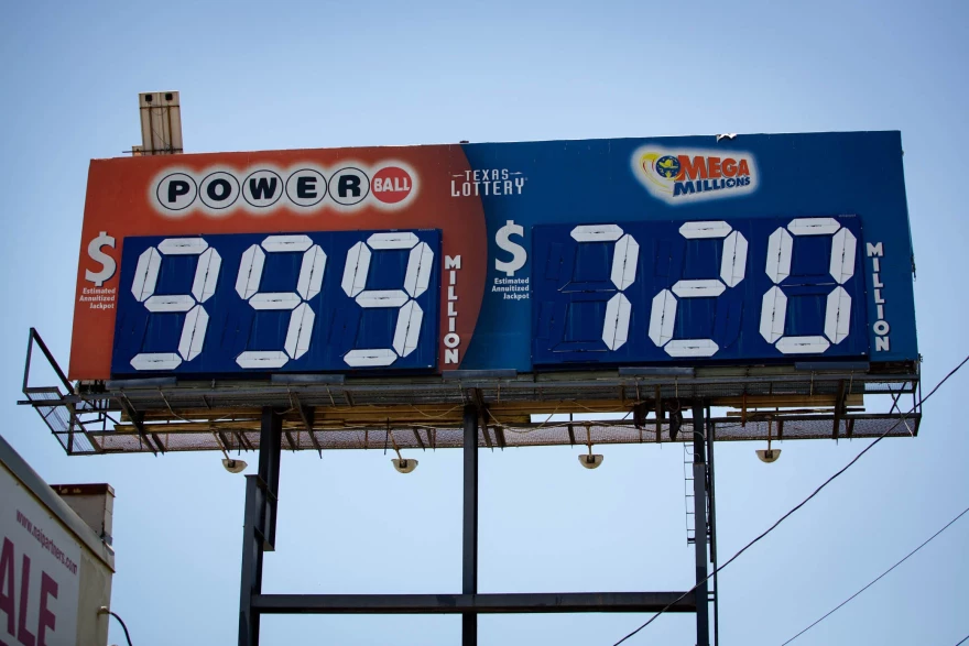 The Texas Lottery amounts for Power Ball and Mega Millions are displayed on a billboard in Central Austin on July 19, 2023.