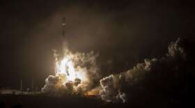 The SpaceX Falcon 9 rocket launches with the Double Asteroid Redirection Test, or DART, spacecraft onboard, Tuesday, Nov. 23, 2021, Pacific time (Nov. 24 Eastern time) from Space Launch Complex 4E at Vandenberg Space Force Base in California. DART is the world’s first full-scale planetary defense test, demonstrating one method of asteroid deflection technology. The mission was built and is managed by Johns Hopkins APL for NASA’s Planetary Defense Coordination Office. Photo Credit: (NASA/Bill Ingalls)