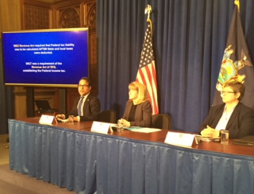 Gov. Andrew Cuomo's budget director, Robert Mujica, outlines plans to offer a payroll tax credit and charitable fund to mitigate the effects of the partial loss of the SALT deduction in the federal tax overhaul.