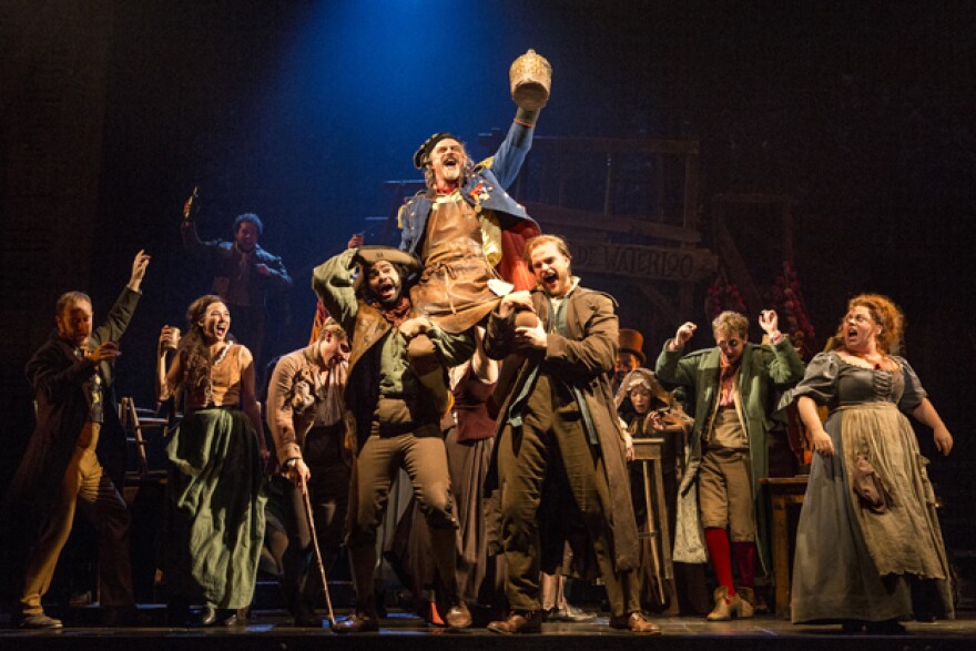 The company of LES MISÉRABLES performs “Master of the House” with J Anthony Crane as ‘Thénardier’ and Allison Guinn as ‘Madame Thénardier.’