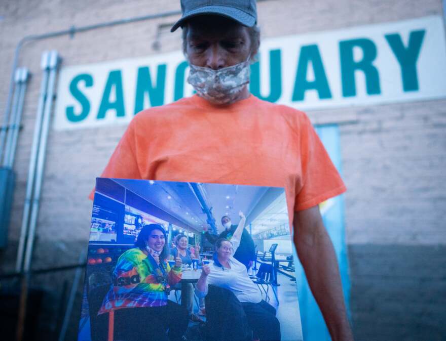 This photo was taken celebration of life for Debi Davis, a guest at the Interfaith Sanctuary Shelter. She passed away from the Delta variant earlier this year.