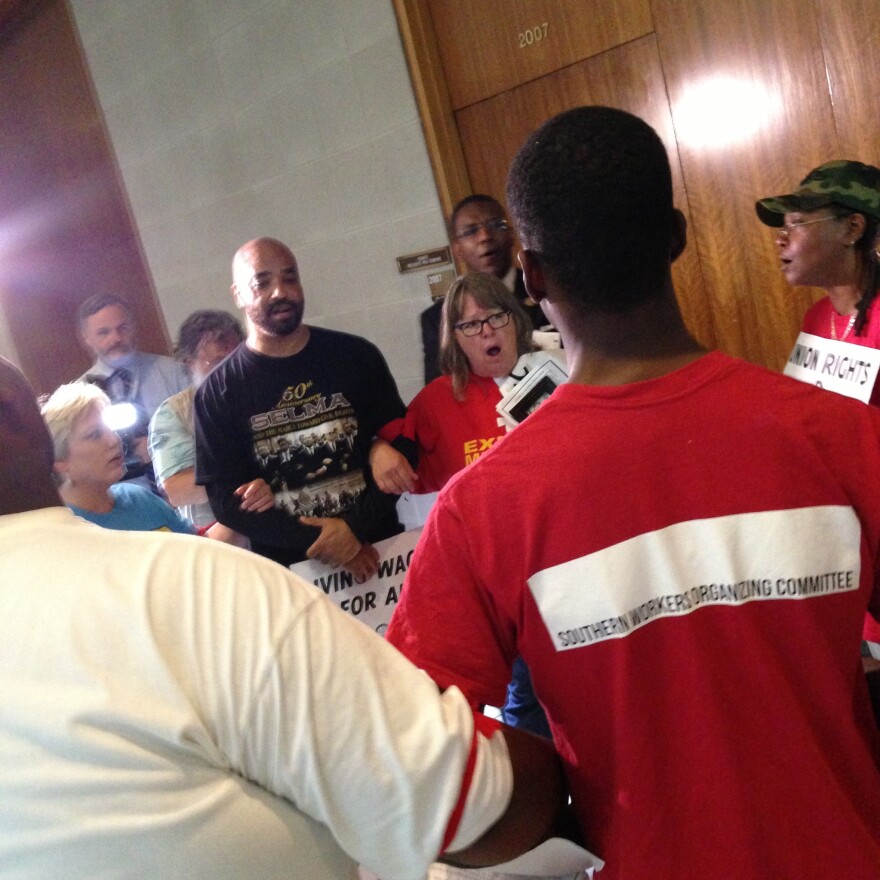 Photo: 10 people were arrested outside the offices of North Carolina Senate Leader Phil Berger. 