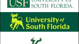 USF logos: the previous one, the embattled Bull logo that is being dropped, and the "Bull U" athletic logo which will now be used university-wide.