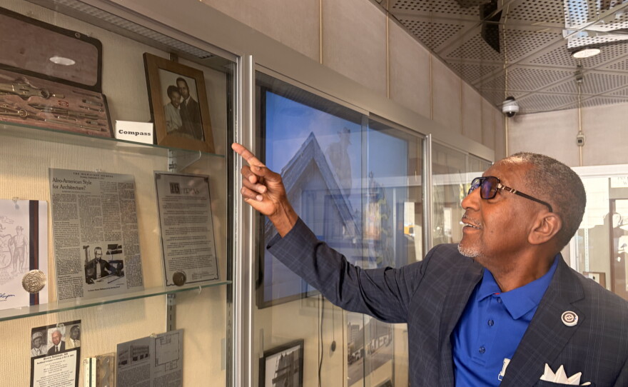 Inside the entrance of the Milwaukee Fire Department headquarters, there's a display case with photos, tools, and other memorabilia dedicated to Alonzo Robinson Jr.