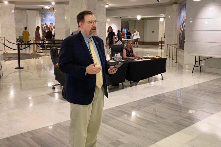 Paul Ziriax, secretary of the Oklahoma Election Board, closes the third and final day of candidate filing at the Capitol in Oklahoma City on Friday, April 3, 2026.