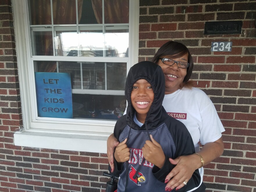 Ernestine and Ki'Anthony posing for a WFPL story in February 2018