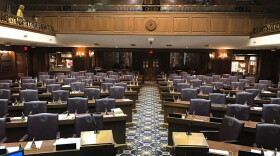 The view from the Speaker's rostrum in the Indiana House Chamber.