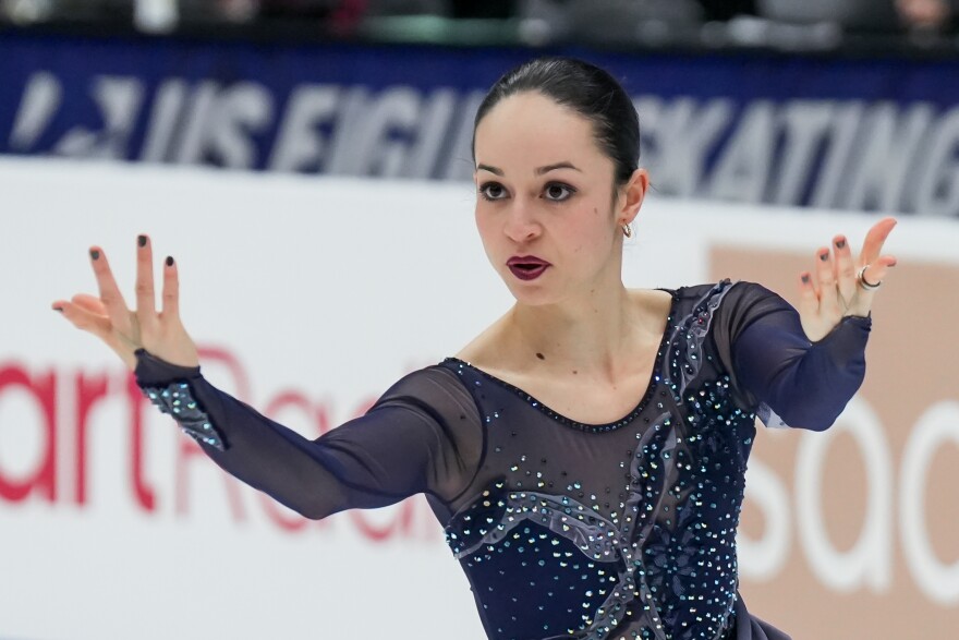 Katie McBeath, of Winterhurs FSC, competes in the championship pairs short program during the 2026 U.S. Figure Skating Championships at the Enterprise Center on Wednesday, Jan. 7, 2026, in St. Louis’ Downtown West neighborhood.