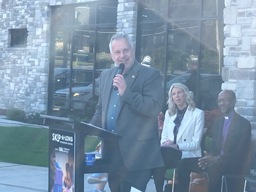 U.S. Rep. Eric Sorensen (D-Moline) speaks at the Thursday event, Oct. 22.