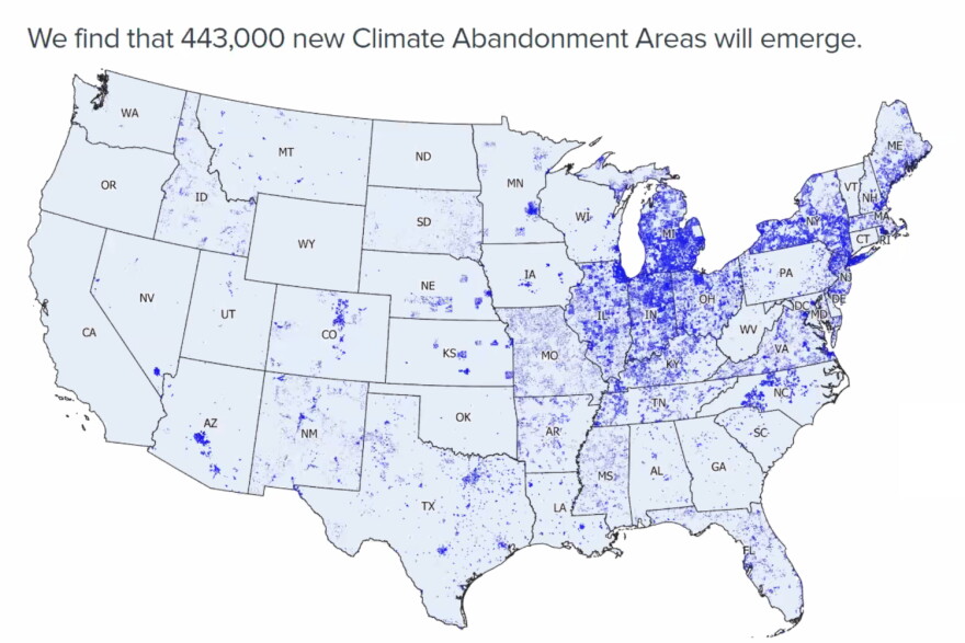First Street Foundation looked at projected flooding risks and areas expected to lose population in the next 30 years to show where climate abandonment areas might be. These are neighborhoods that are expected to lose population or see decreased growth with flooding as a factor.