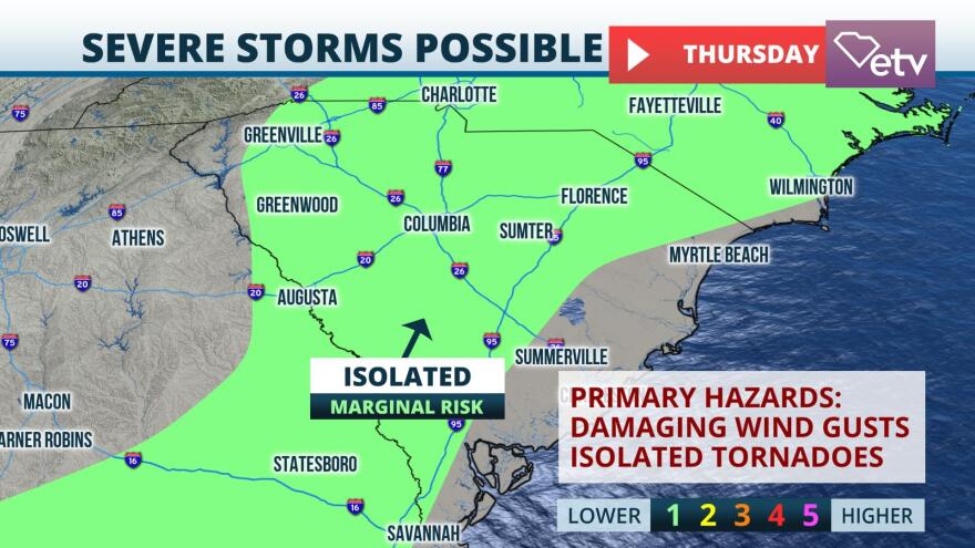 Severe Storm Risk over South Carolina