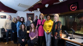 The WVXU news team, from left: Michael Monks, Ilyce Meckler, Howard Wilkinson, Maryanne Zeleznik, Jennifer Merritt, Jay Hanselman, Tana Weingartner, Bill Rinehart, Ann Thompson, Ambriehl Crutchfield, and Selena Reder.