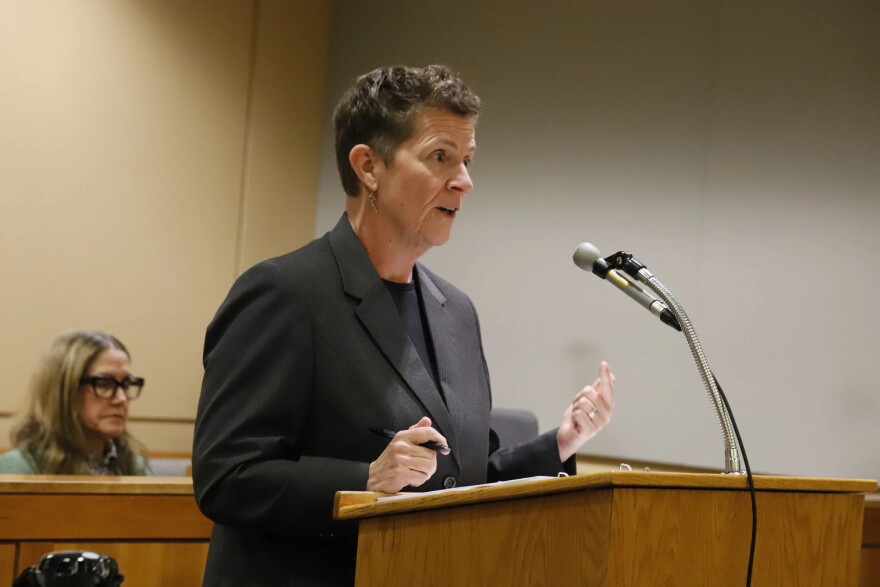 State attorney Margaret Paton-Walsh provides oral arguments at Nesbett Courthouse in Anchorage on Sept. 16, 2026.