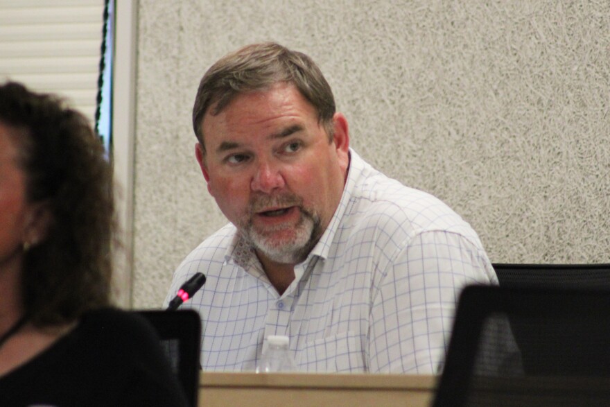 Kenai Peninsula Borough School District Superintendent Clayton Holland speaks during a school board meeting on Monday, July 7, 2025 in Soldotna, Alaska.