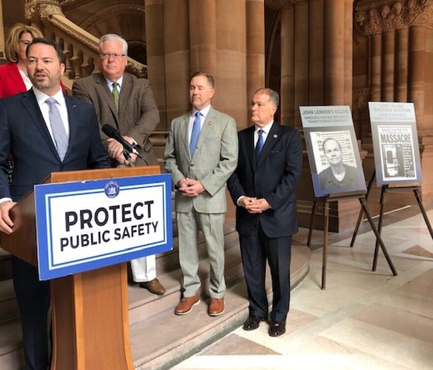 Senate GOP Minority Leader Robert Ortt at a news conference with Senate Republicans at the State Capitol on June 1.