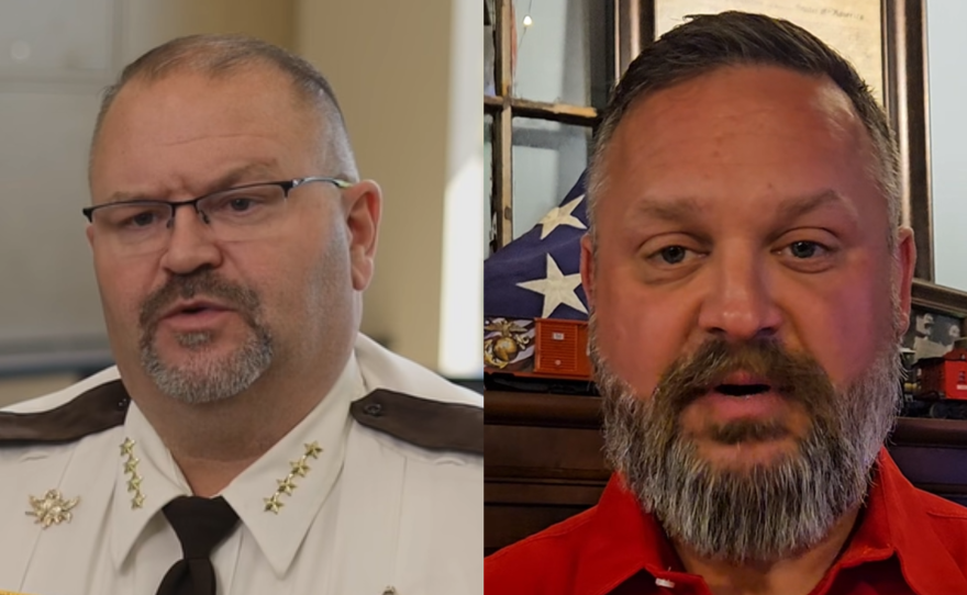 Cass County Sheriff Bryan Welk, left, and Cass County Deputy Aaron Ammerman each released video statements Oct. 17-18, 2026, regarding a complaint Ammerman filed against Welk in January 2026. Welk is running for reelection, and Ammerman is challenging him.