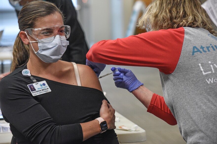 Health care workers at Atrium Health were among the first in North Carolina to receive the COVID-19 vaccine in mid-December.