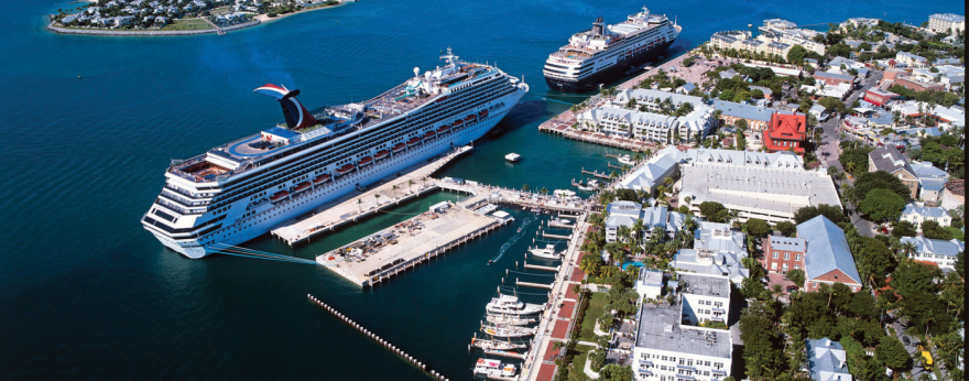  Cruise ships dock in Key West. They are the biggest vessels to cross the sanctuary and under new rules would be banned from dumping anything but cooling waters into the sanctuary.