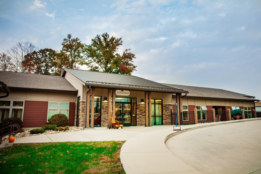 The exterior of the Milestones Early Learning Center and Preschool, a nonprofit located on Six Points Road in Bloomington