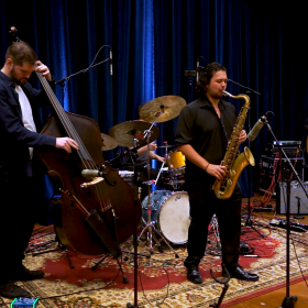 Aaron Krings Quartet playing live in WNIJ's Studio A