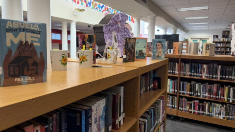 Library books at Monroe High School.