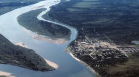The community of Ambler along the Kobuk river as seen from the air