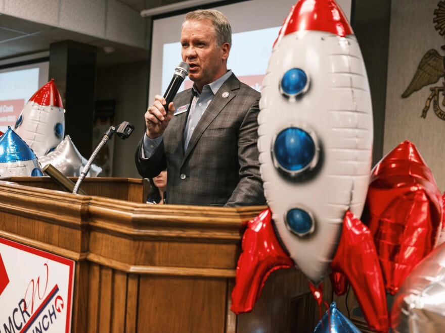 David Cook, Republican candidate for Texas Senate District 22, gives a stump speech during a meet and greet hosted by the McLennan County Republican Women at the Lee Lockwood Library on Feb. 5.