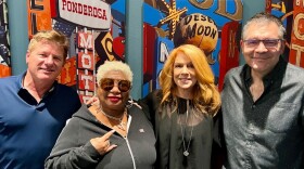 From left to right: Joe Schoenmann, Luenell, Kelly Clinton-Holmes, John Katsilometes