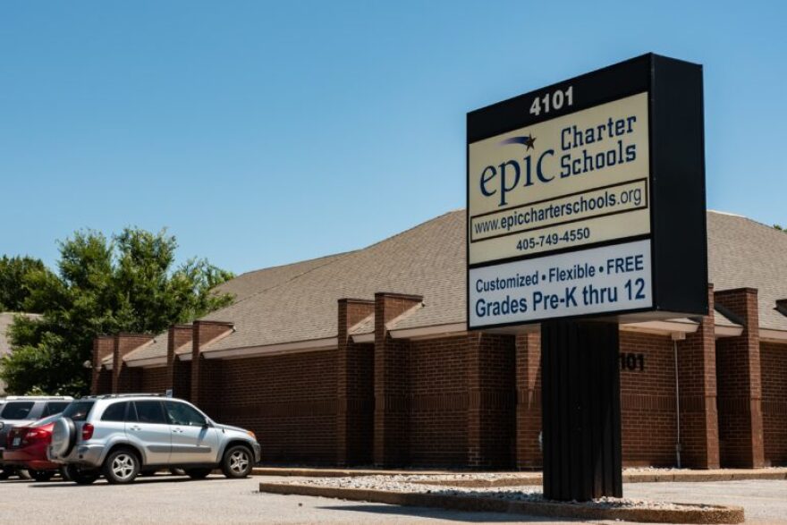 An Epic Charter Schools administrative office building is seen on 122nd Street in northwest Oklahoma City.