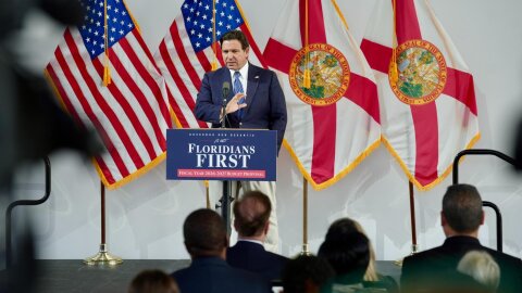 Gov. Ron DeSantis announcing his 2026-2027 budget proposal on Wednesday, Dec. 10, 2025, in Orlando.
