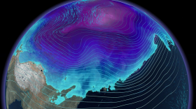 What a typical stratospheric polar vortex looks like over the Northern Hemisphere. 