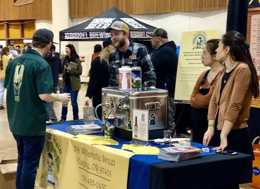 Eugene-area breweries and taverns greet visitors at the 2020 Brewfest at the Lane Events Center.