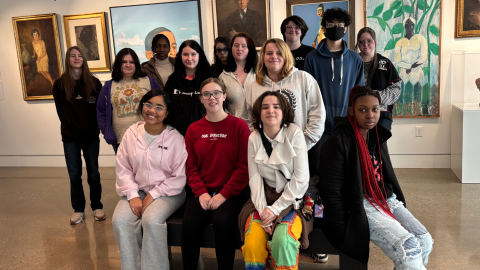 Student poets from Springfield School of Innovation pose at the Springfield Museum of Art, where they shared powerful original work as part of WYSO Youth Radio’s storytelling project.