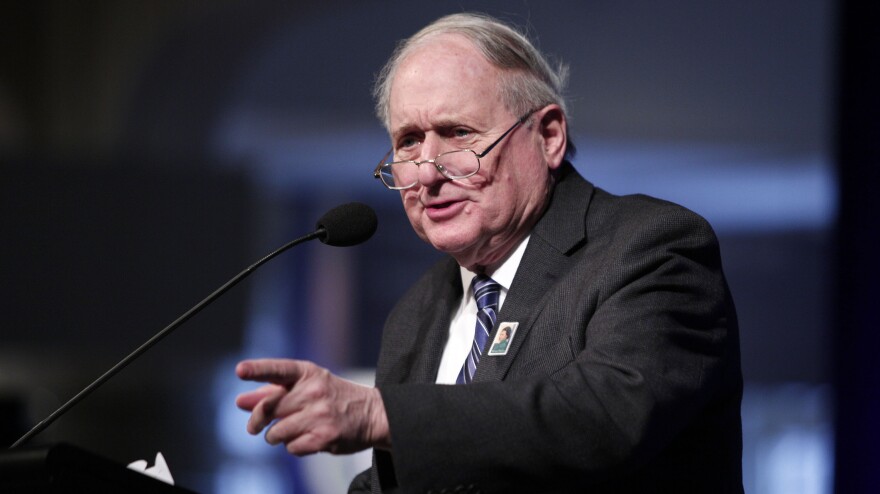 Michigan Sen. Carl Levin speaks in Dearborn on Feb. 4.