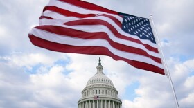 The U.S. Flag flies at the Capitol in Washington, Monday, Feb. 6, 2023. President Joe Biden on Tuesday night will stand before a joint session of Congress for the first time since voters in the midtem elections handed control of the House to Republicans. (AP Photo/Mariam Zuhaib)