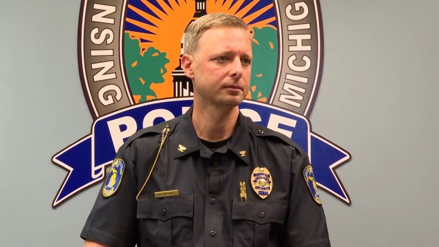 Lansing Police Chief Robert Backus at a Monday news conference.