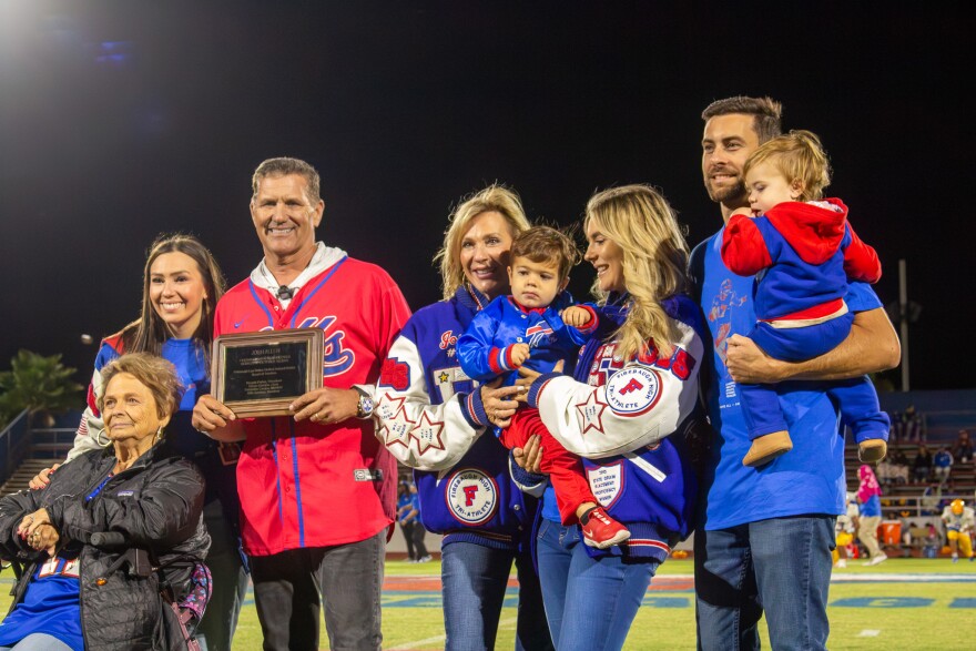 Josh Allen's family received the plaque in his honor during halftime of the varsity football game.