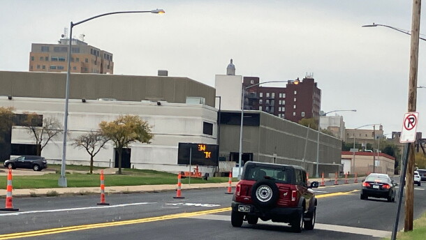 A newly re-striped section of 4th Street in downtown Davenport was open to westbound traffic Tuesday, Oct. 27, and will be open to two-way traffic between River Drive and Harrison by Thursday, Oct. 29.
